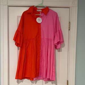 Petal & Pup Red and Pink Colorblock Dress